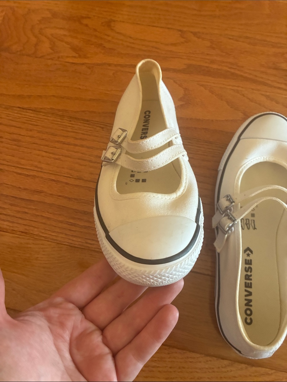 Converse White Mary Jane Canvas Sneakers with Dual Straps - Picture 5 of 5